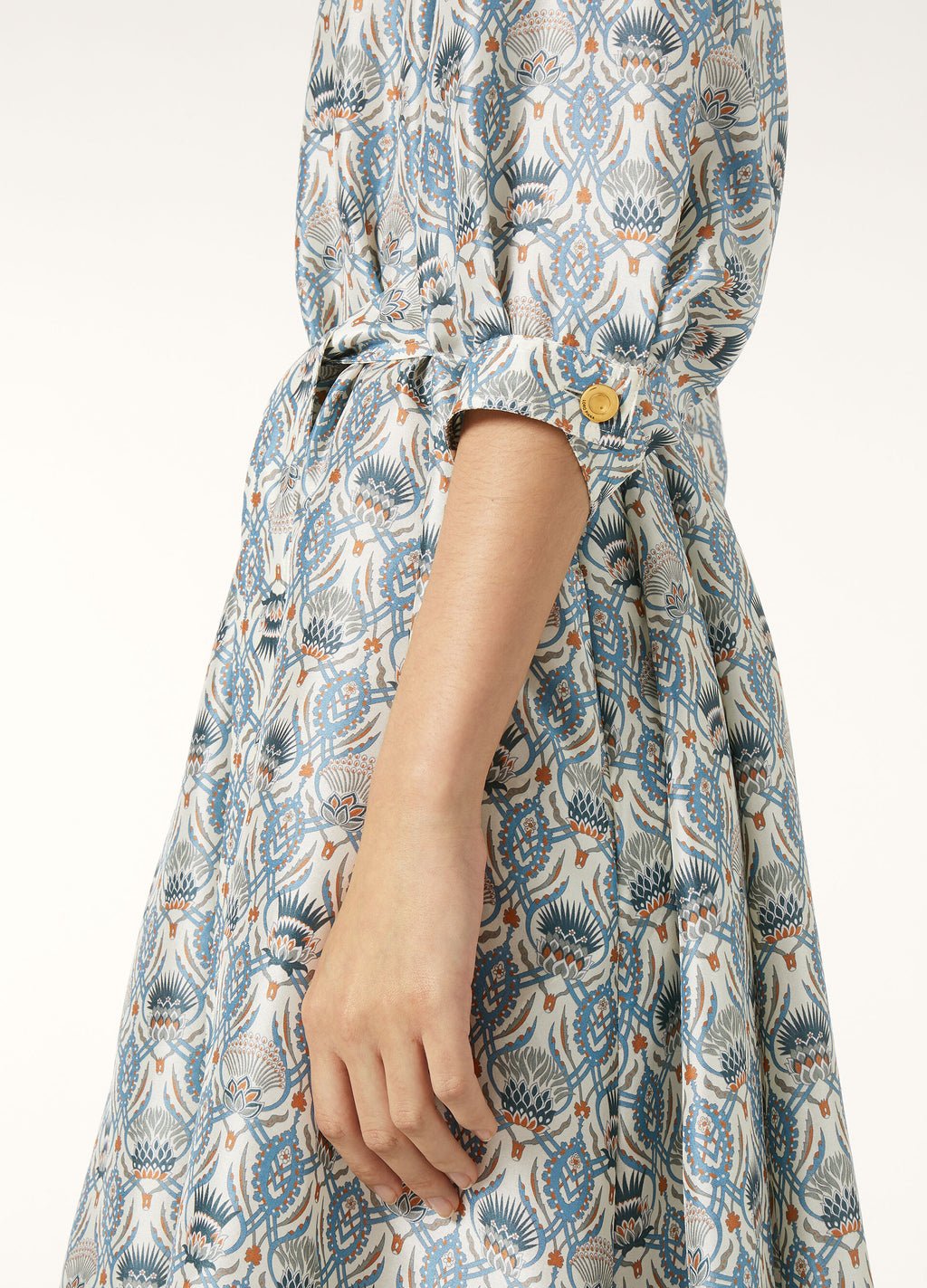 Mina Dress - Chalk/Deep Lagoon Water