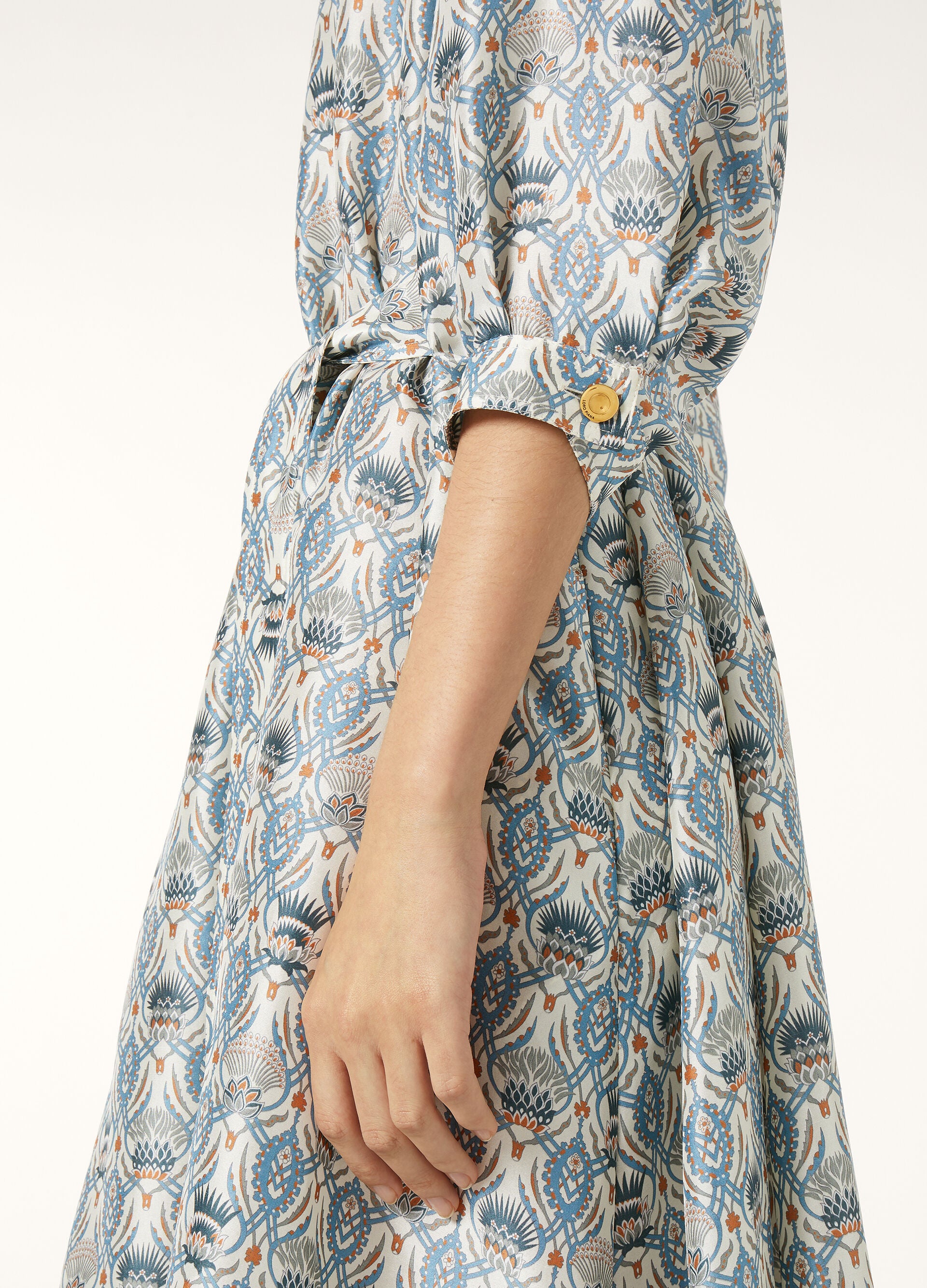 Mina Dress - Chalk/Deep Lagoon Water
