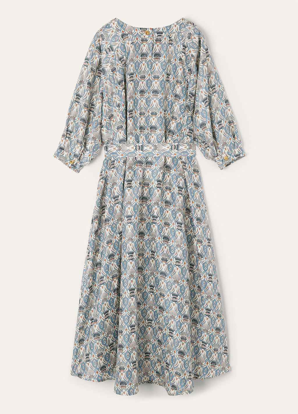 Mina Dress - Chalk/Deep Lagoon Water