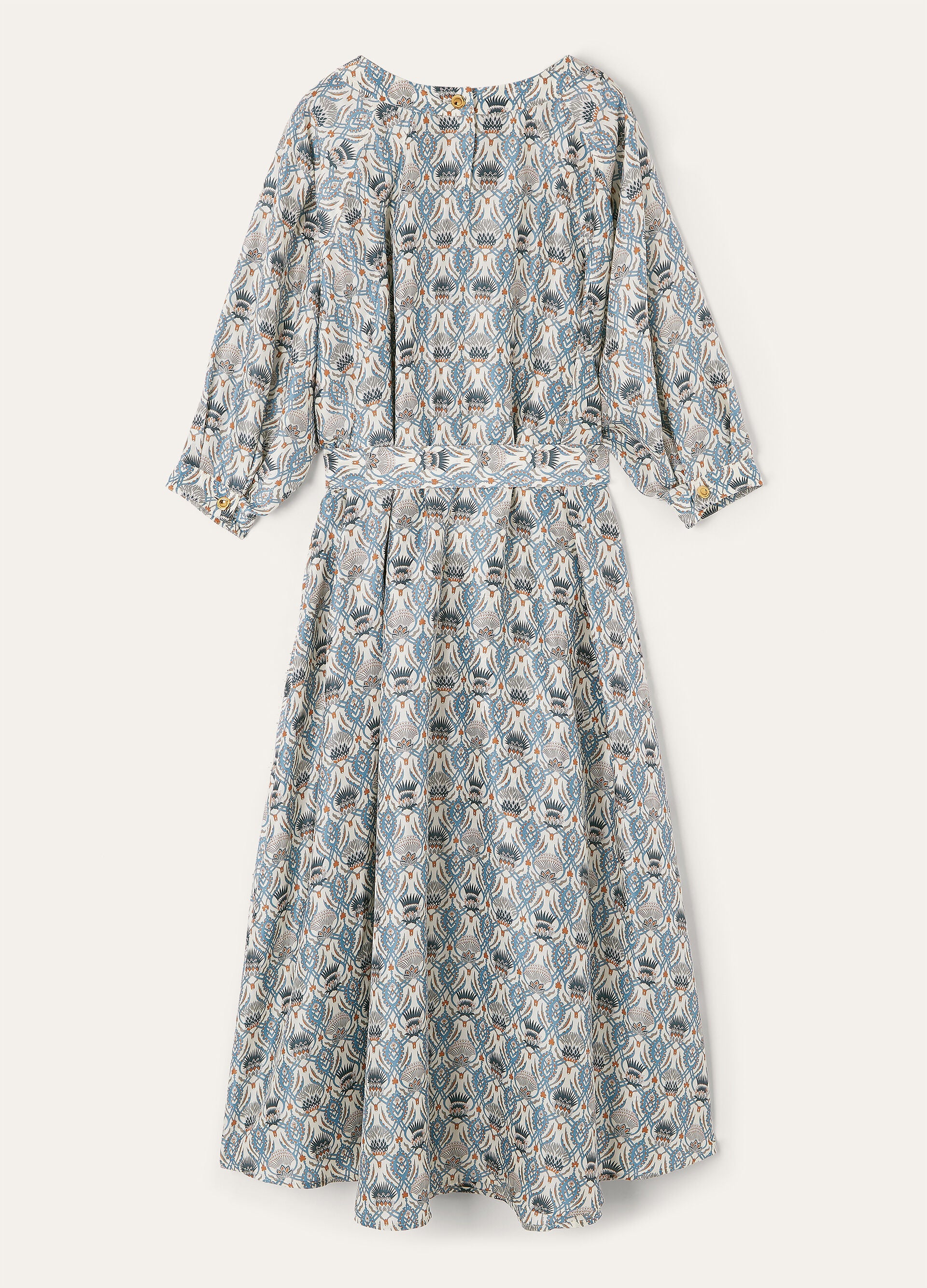 Mina Dress - Chalk/Deep Lagoon Water