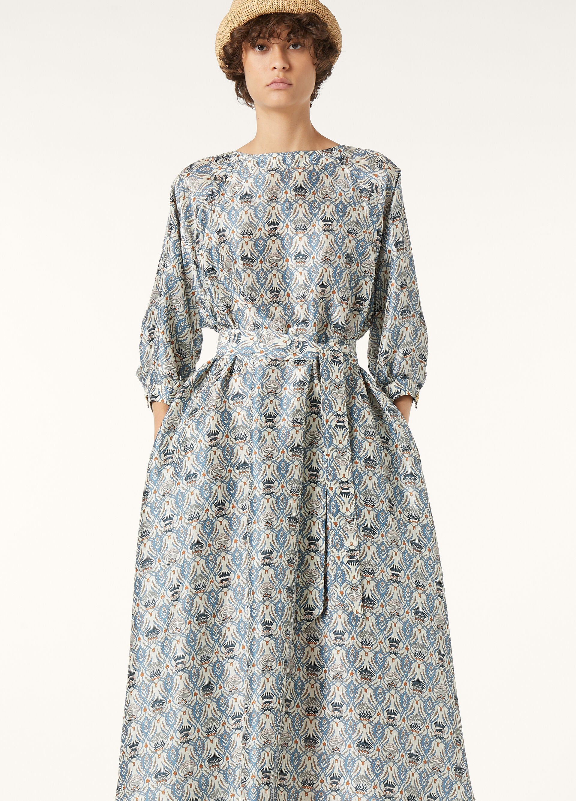 Mina Dress - Chalk/Deep Lagoon Water