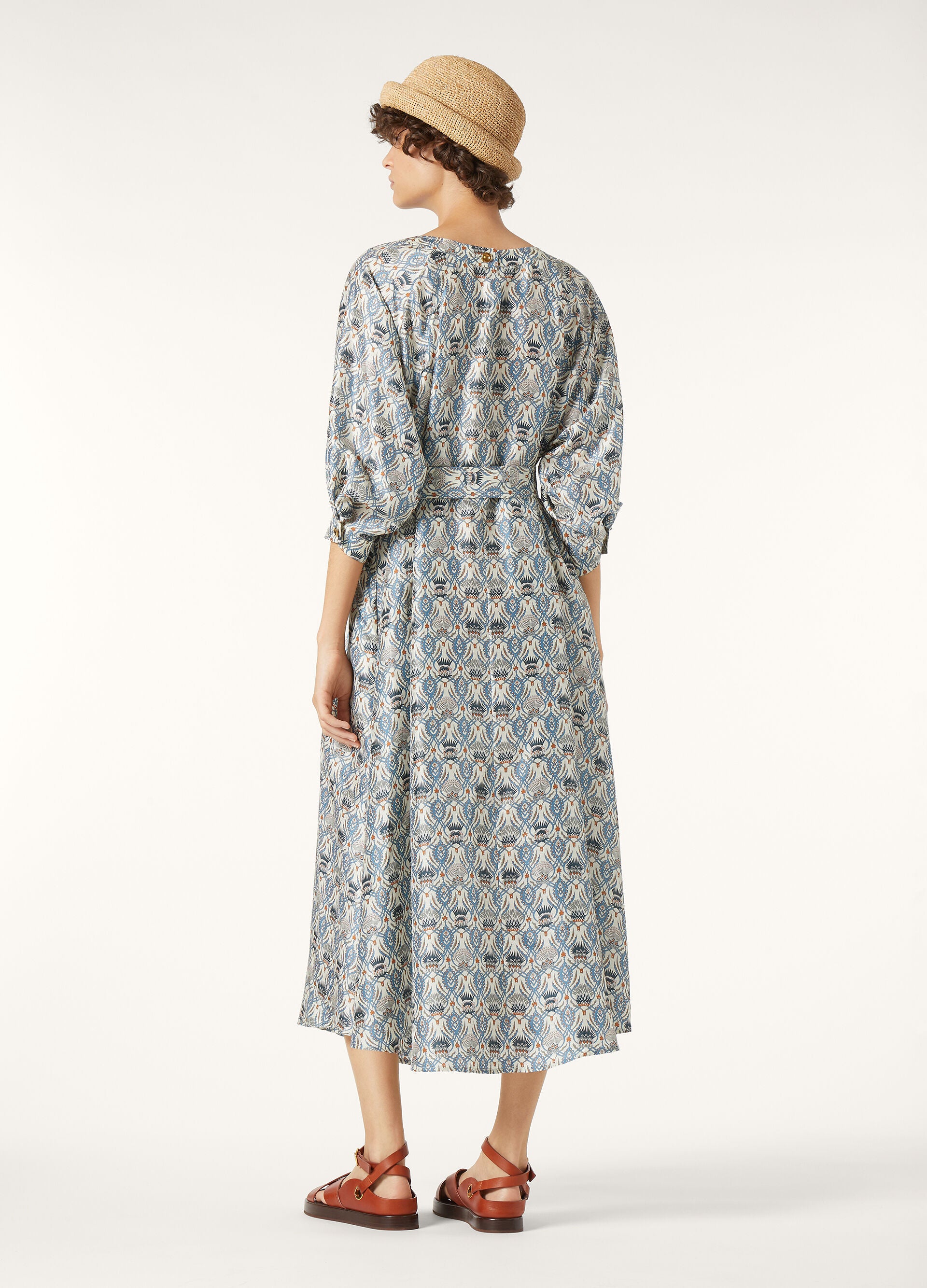 Mina Dress - Chalk/Deep Lagoon Water