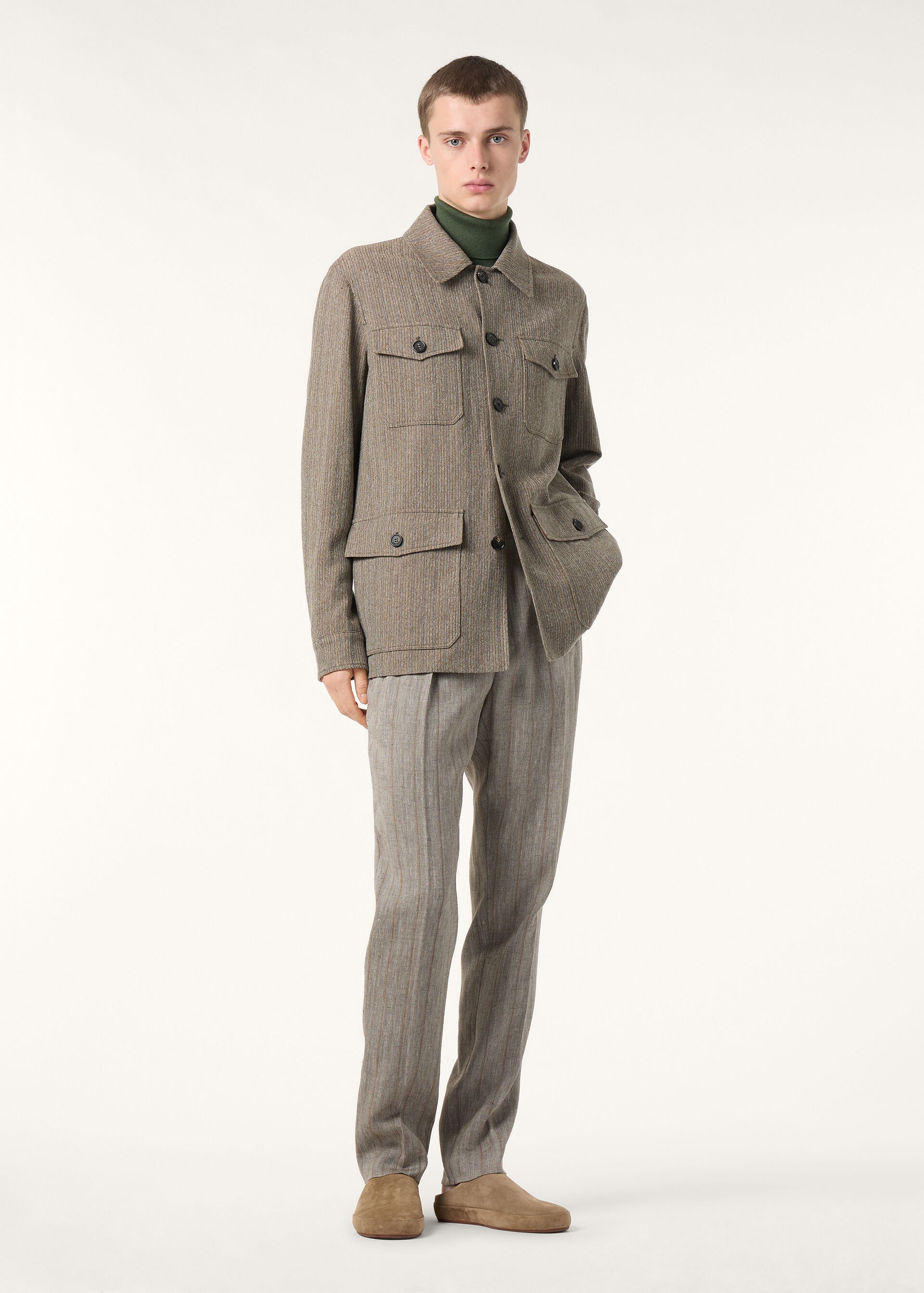 Piers Field Jacket - Grey Brown Stripe