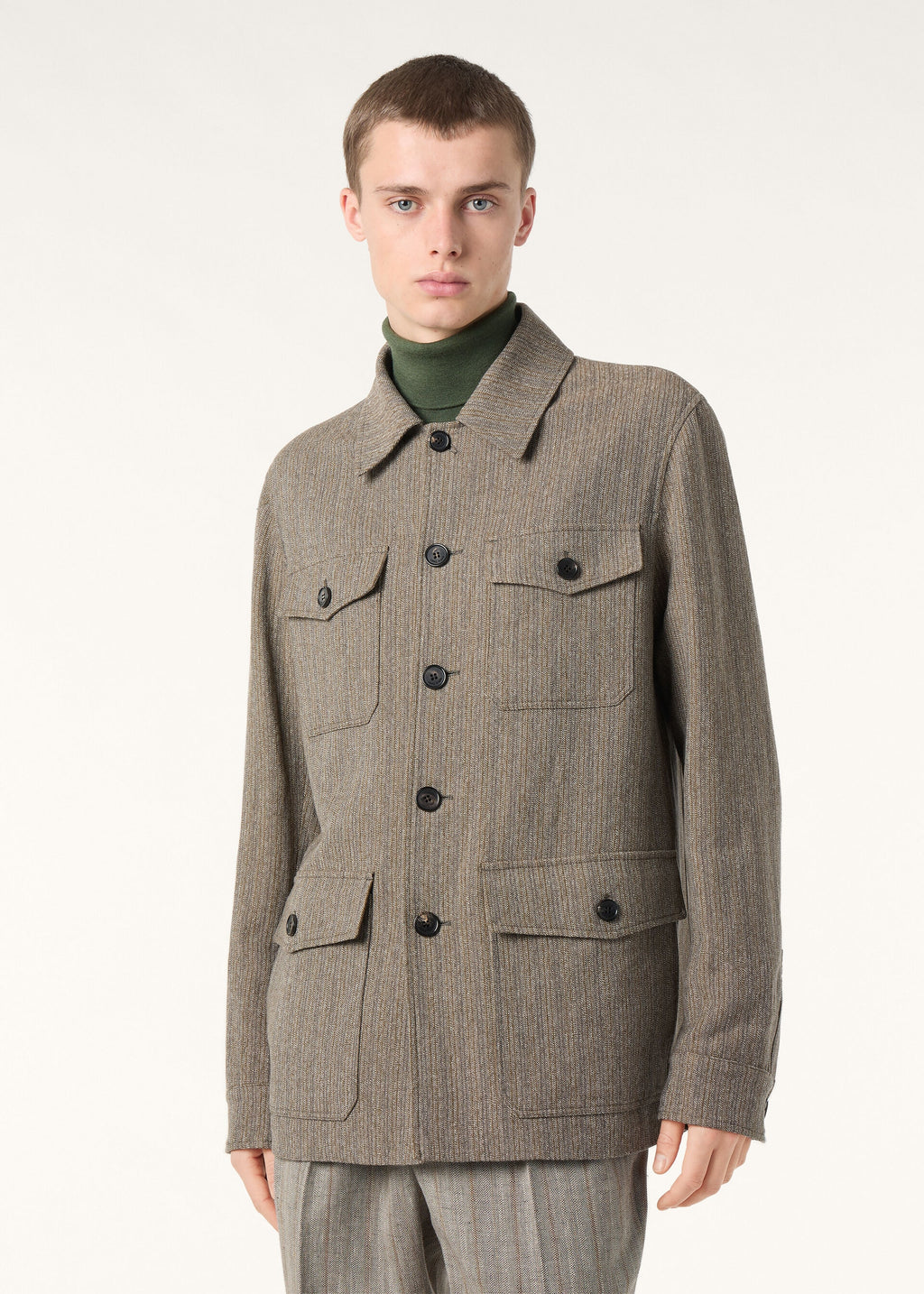 Piers Field Jacket - Grey Brown Stripe