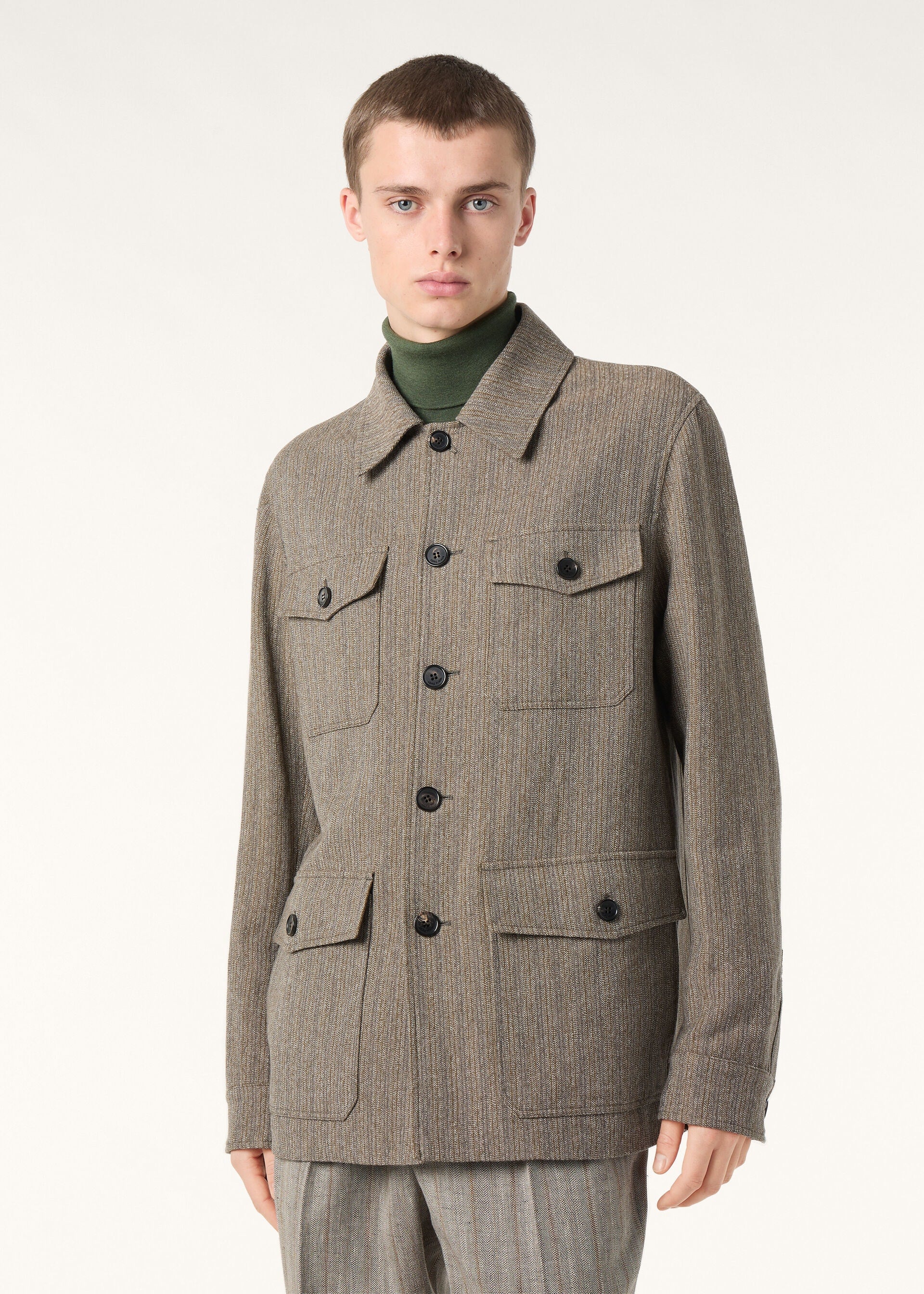 Piers Field Jacket - Grey Brown Stripe
