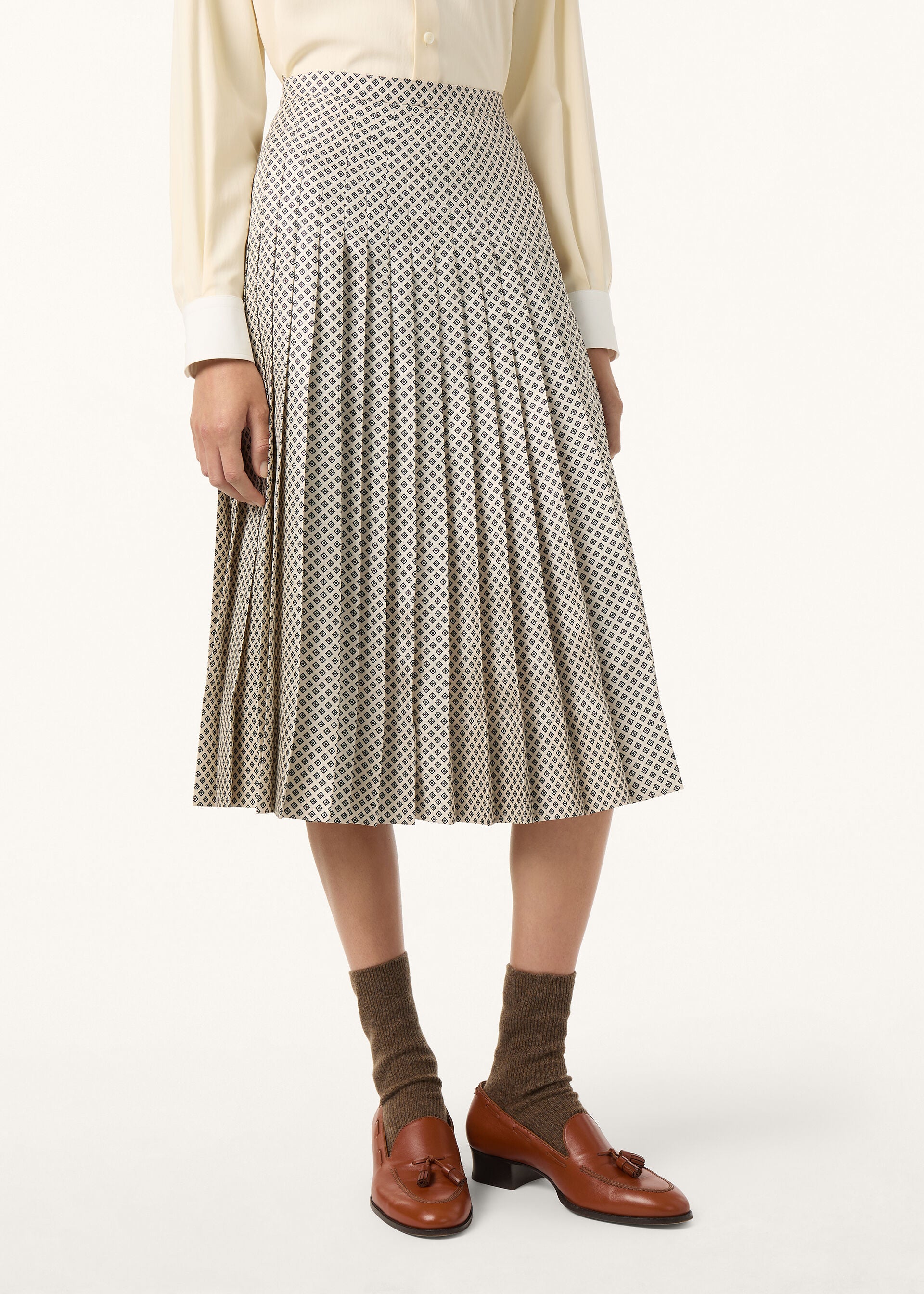 Clea Skirt - Ivory Green Red