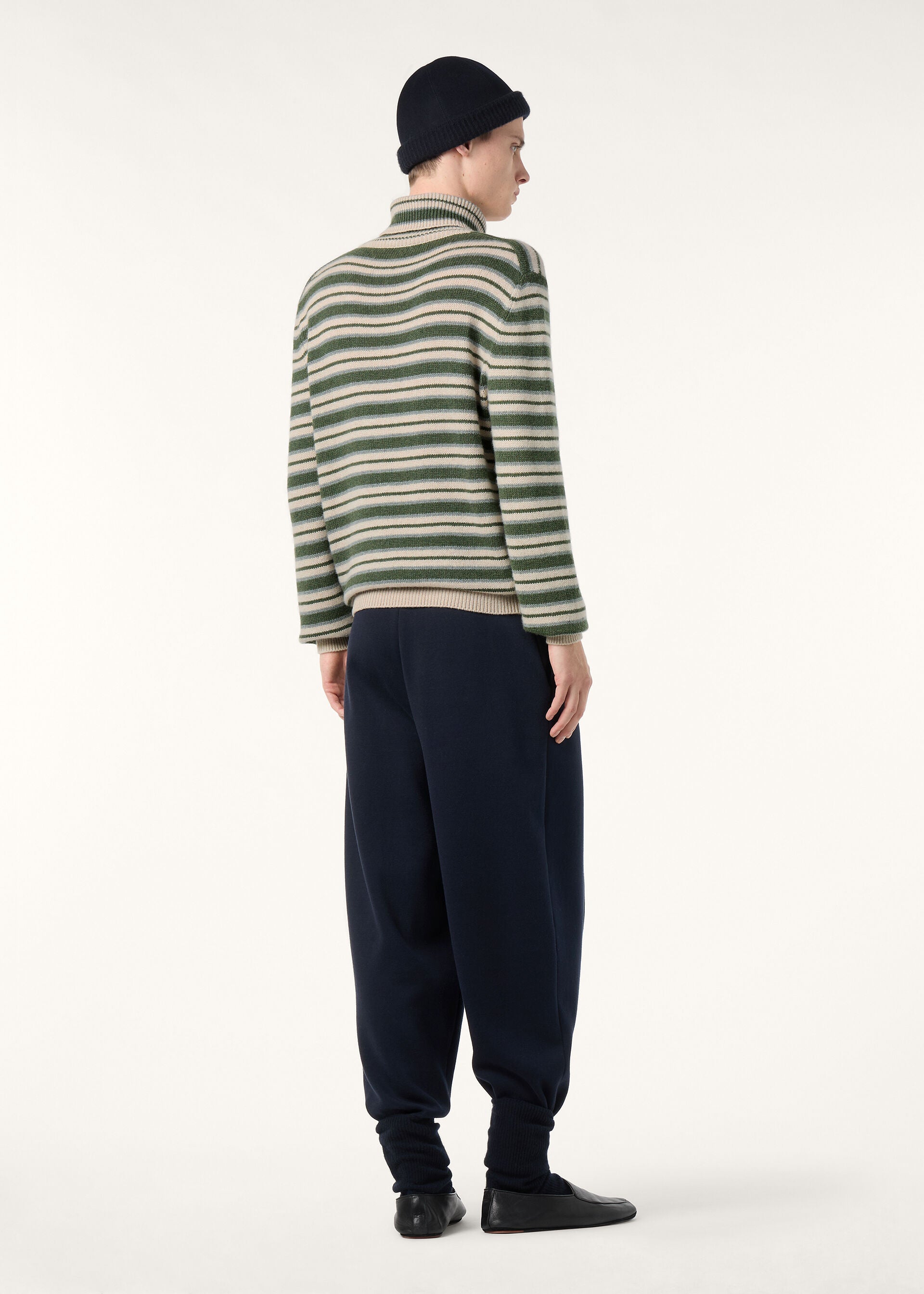 Fobello Stripes Turtleneck - Green Natural Gray