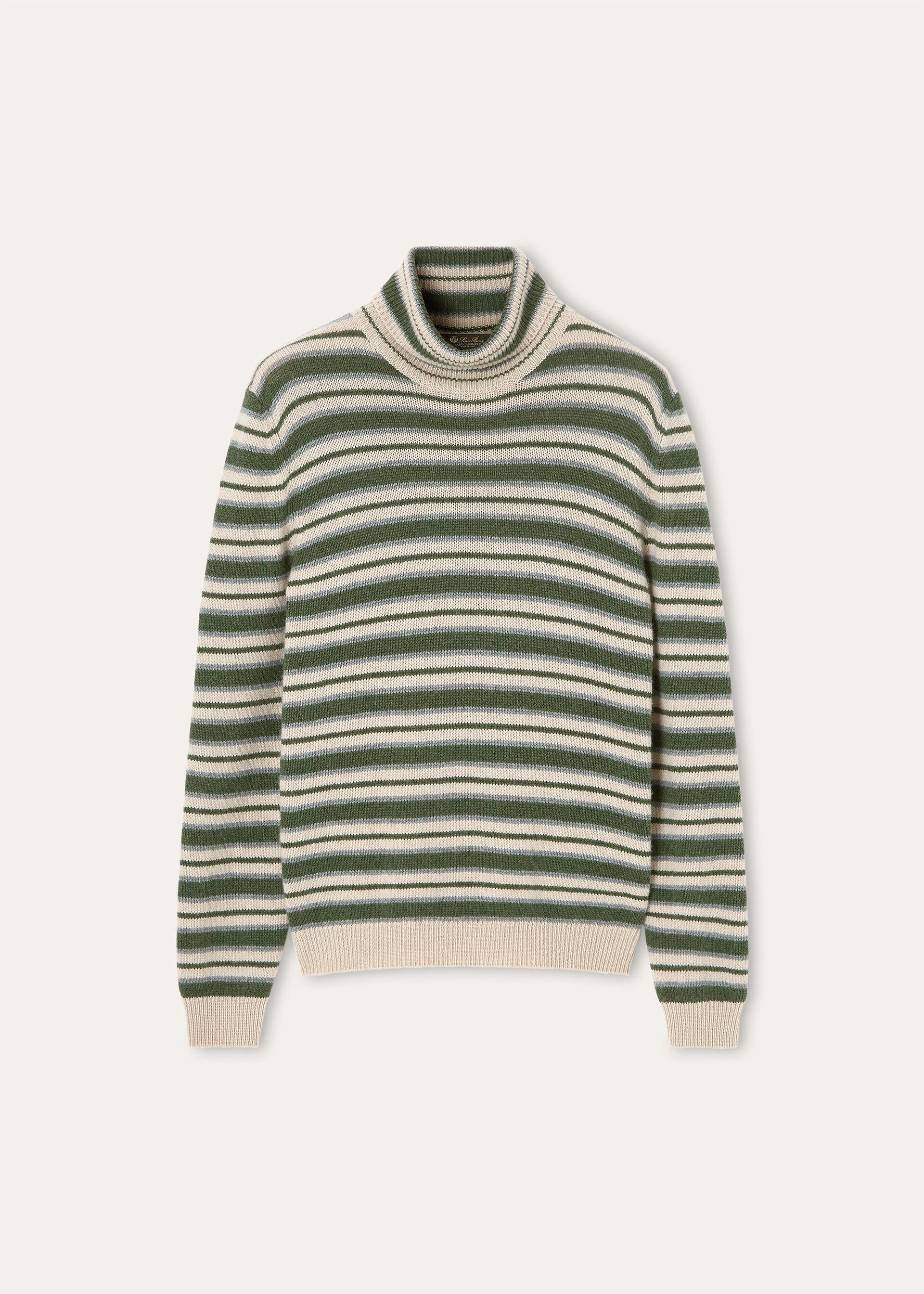 Fobello Stripes Turtleneck - Green Natural Gray