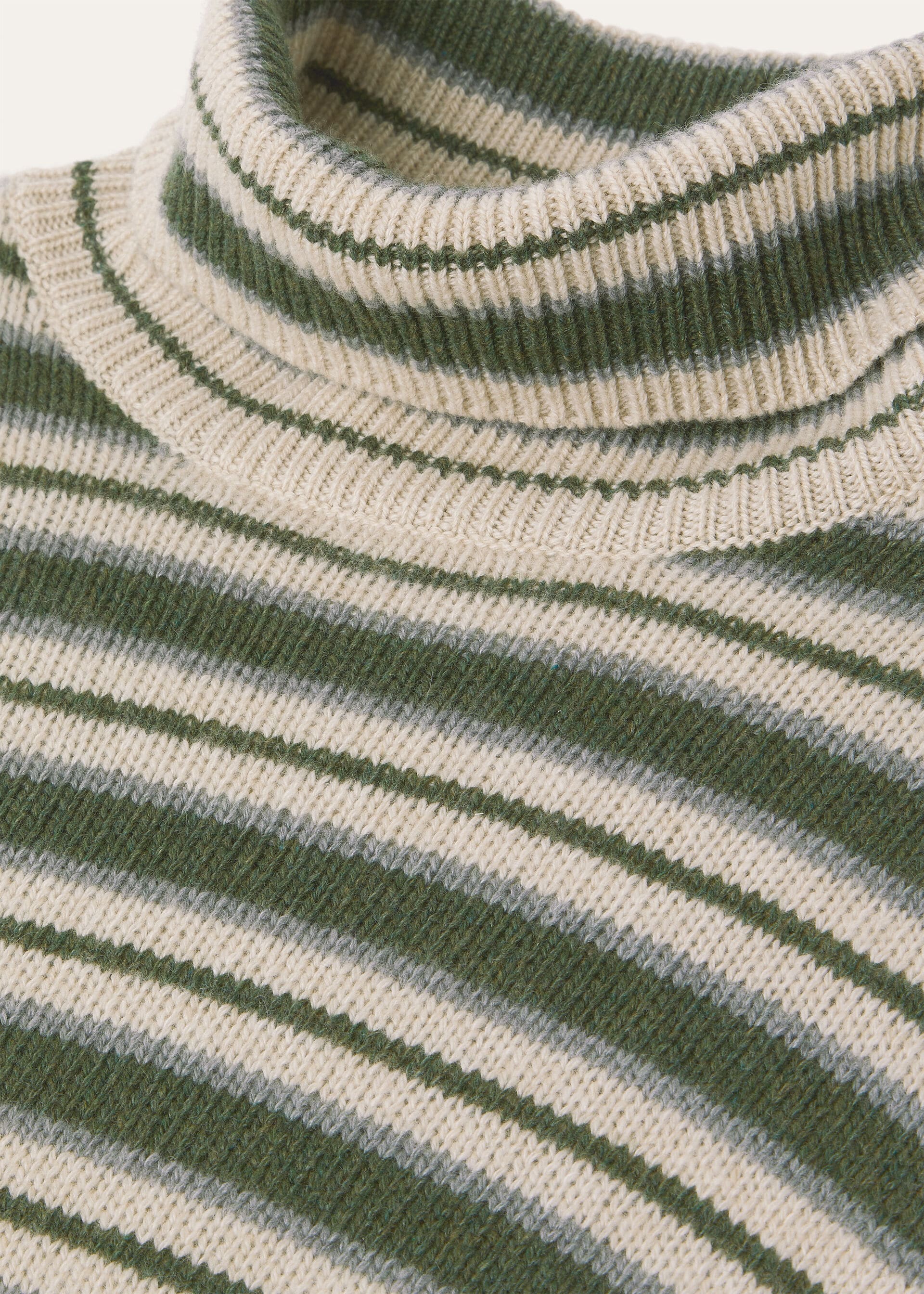Fobello Stripes Turtleneck - Green Natural Gray