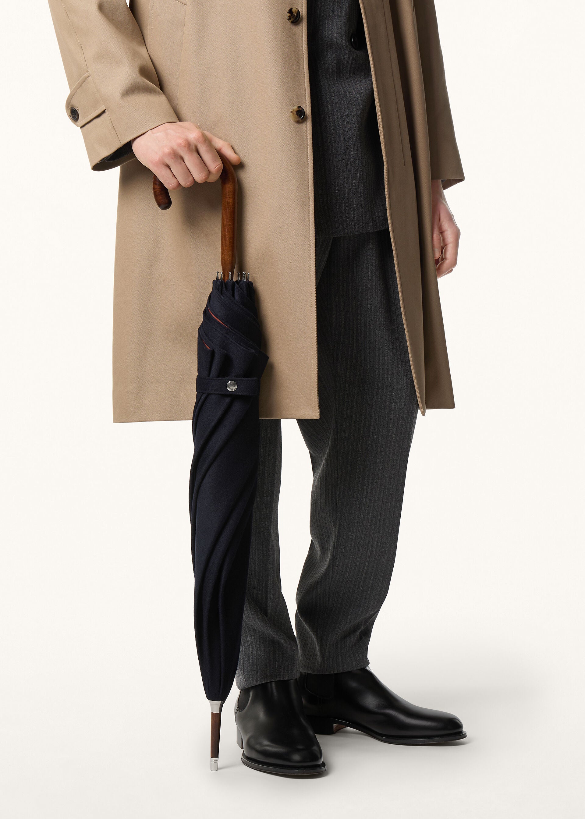 Cashmere Umbrella - Navy Blue/Kummel