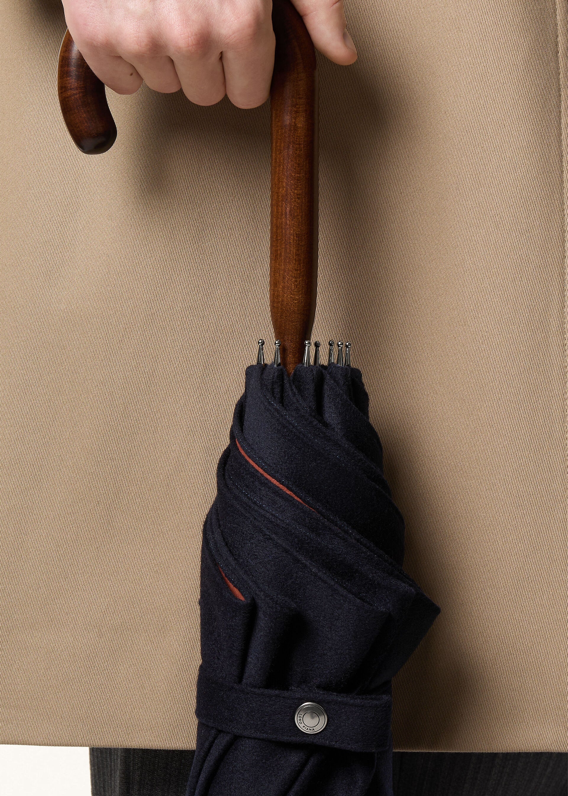Cashmere Umbrella - Navy Blue/Kummel
